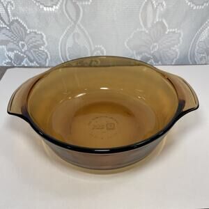 Anchor Hocking # 436 Amber Glass Baking Dish Round 1 Qt